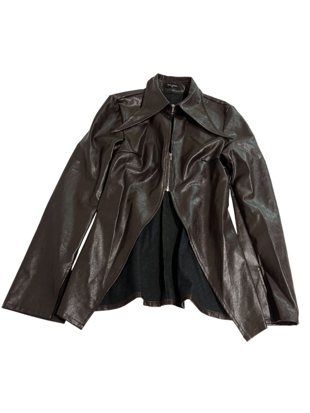 SOLADO Faux Leather Jacket in Brown